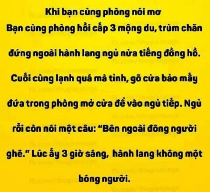 Nhiều câu nói mơ của một bạn trong phòng còn làm các bạn khác trong phòng sợ hãi. (Nguồn:Facebook).