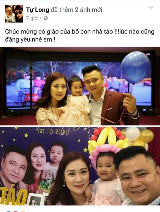 Tự Long cũng chia sẻ những hình ảnh để chúc mừng riêng người cô giáo của gia đình anh, chính là người vợ mà anh gọi là giáo viên của bố con nhà Táo.