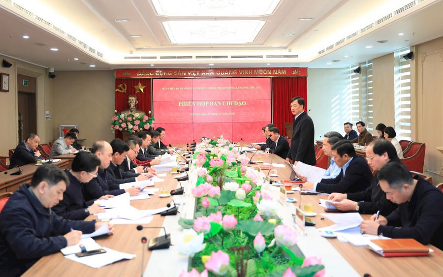 Quang cảnh phiên họp Ban Chỉ đạo Thành ủy về phòng, chống tham nhũng, lãng phí, tiêu cực.