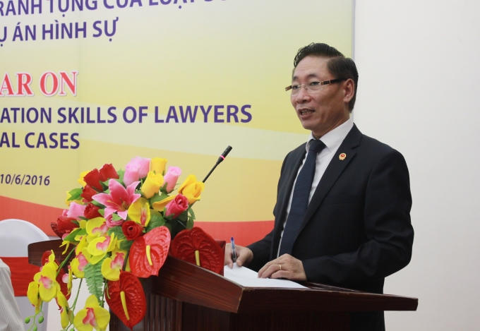Phó chủ tịch LĐLSVN Nguyễn Văn Chiến phát biểu.