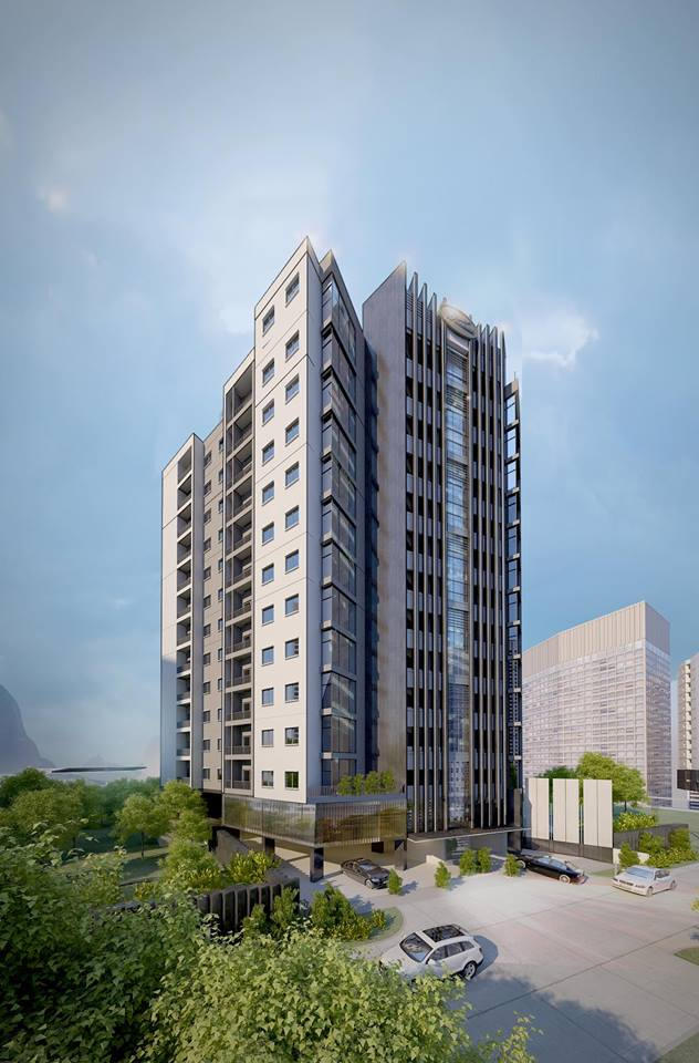 Phối cảnh tòa nhà chung cư Winhouse Hàm Nghi tại Hà Tĩnh rất hoành tráng với 130 căn hộ nhưng diện tích mặt sàn xây dựng thực tế chỉ 681,7 m2.