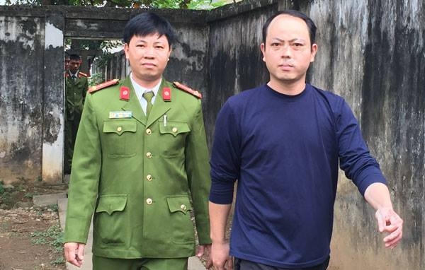 Đối tượng Thiều Huy Hùng tại cơ quan công an.
