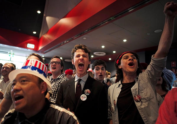 Người ủng hộ Trump reo hò tại đại học Sydney in Australia. (Ảnh: Reuters)