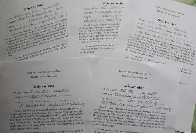 C&aacute;c nh&acirc;n chứng x&aacute;c nhận nguồn gốc đất của &ocirc;ng Được rất r&otilde; r&agrave;ng.