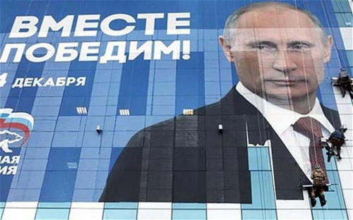 Đảng nước Nga thống nhất sử dụng hình ảnh của Tổng thống Putin trong chiến dịch tranh cử. (Ảnh: Reuters)
