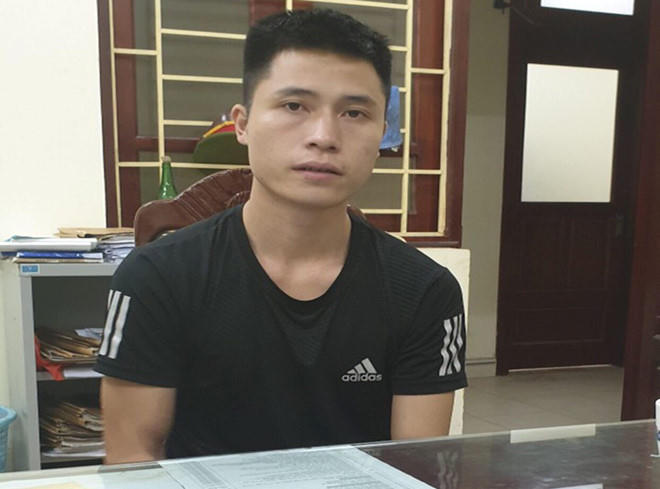 Đối tượng Nguyễn Duy Cường tại cơ quan Công an. Ảnh cơ quan Công an cung cấp.