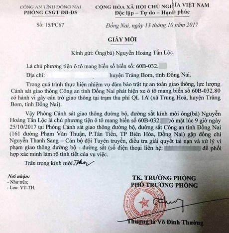 Văn bản do ông Thường kí. Ảnh : C.T