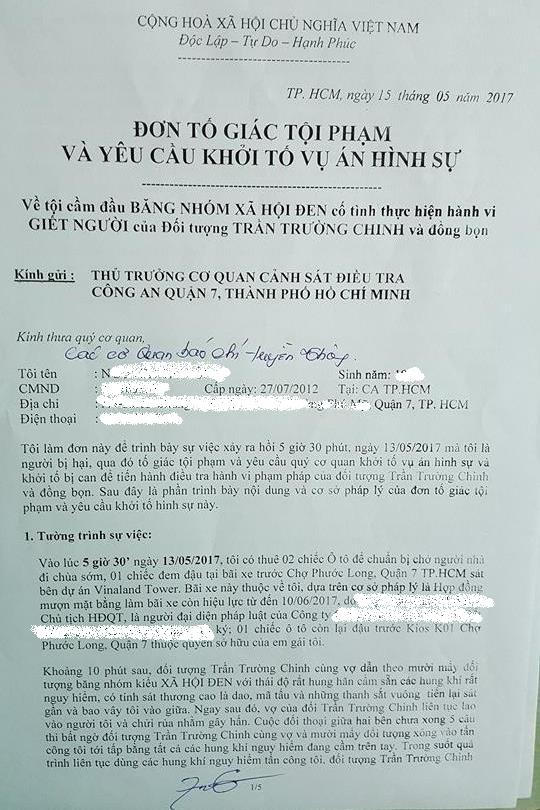 Anh T. tố giác vụ việc các đối tượng hành hung mình tới cơ quan công an và báo chí.