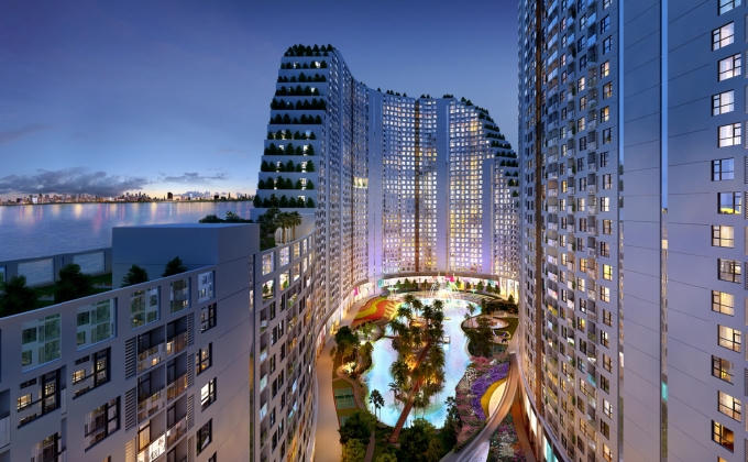 The Opera ấn tượng với 3 mặt giáp sông và Biển đảo nhân tạo.