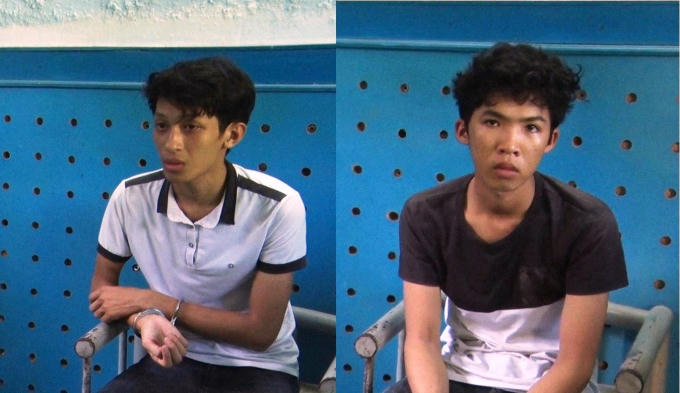 Đối tượng Học (trái) và Tài bị bắt tại cơ quan điều tra. Ảnh: CADP.