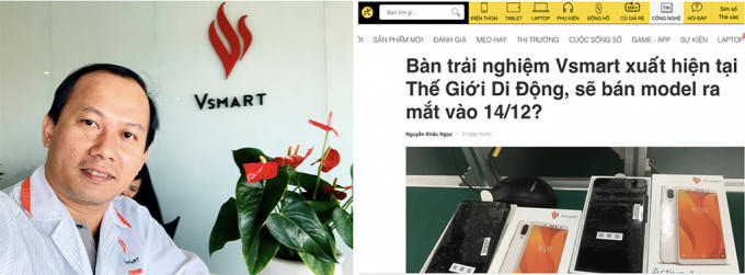 Ông chủ Mai Nguyên tại nhà máy VinSmart và Bàn trải nghiệm Vsmart tại TGDĐ