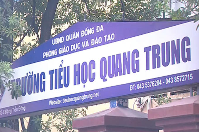Trường Tiểu học Quang Trung, nơi giáo viên bị tố cho học sinh tát bạn.