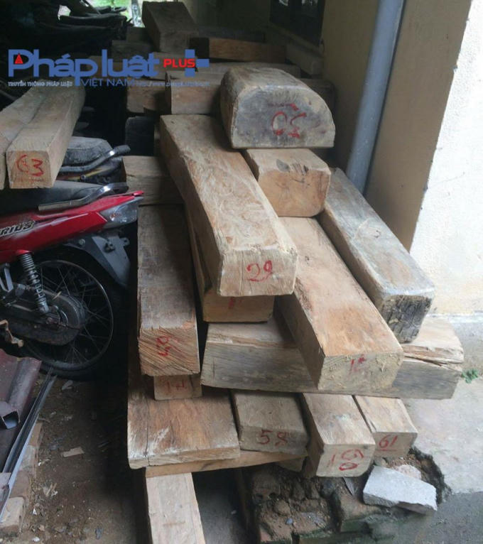 2,19 m3 gỗ bách xanh nhóm 2A đã được lực lượng chức năng kiểm đếm.