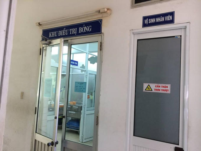 Khu vực nạn nhân V. đang điều trị sau vụ hỏa hoạn.