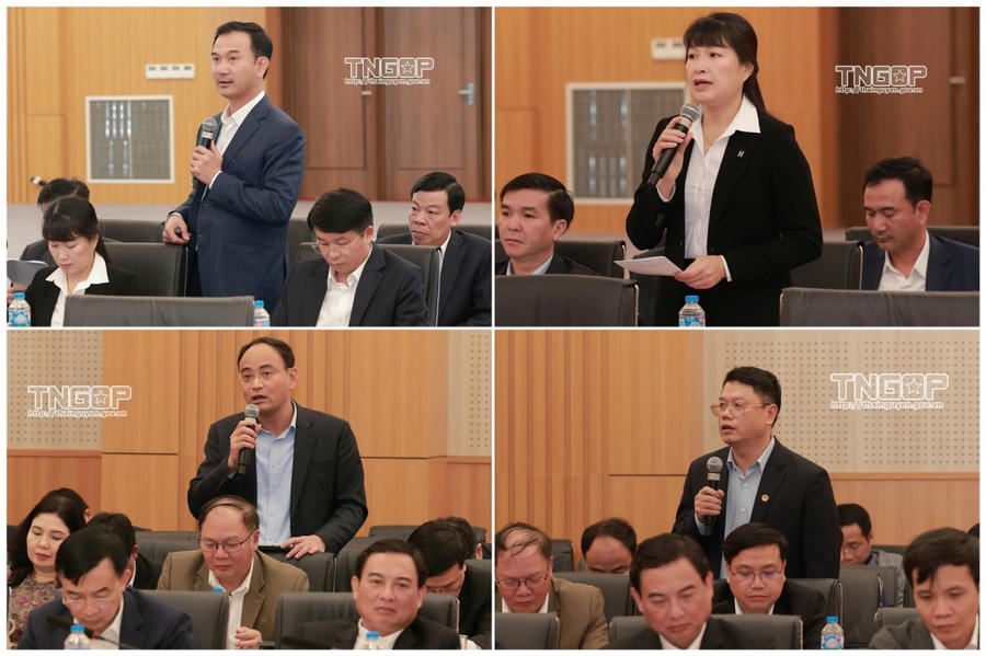 Đại biểu các sở, ngành của 3 tỉnh báo cáo, phân tích và đề xuất một số nội dung hợp tác trên các lĩnh vực .
