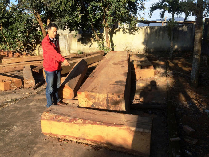 Tang vật của vụ lợi dụng chở gỗ để khai thác rừng trái phép tại Nam Nung.