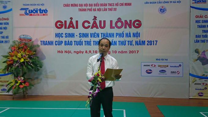 Ông Nguyễn Mạnh Hưng - Tổng biên tập báo Tuổi tuổi trẻ Thủ đô - Trưởng Ban tổ chức giải  phát biểu tại Lễ khai mạc.