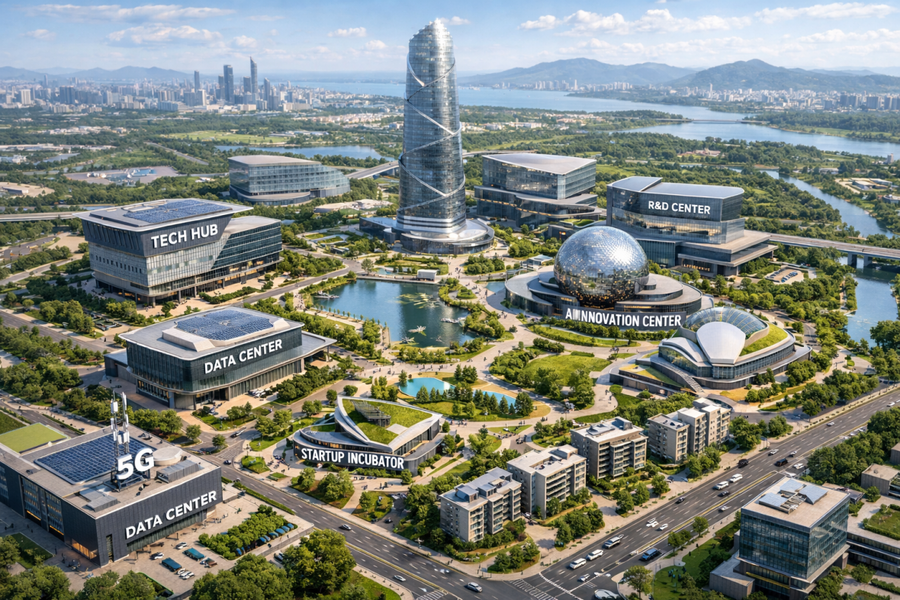 Dự án xây dựng Khu công viên công nghệ số và hỗn hợp gần 200ha tại phường Tây Tựu và phường Phú Diễn. (Ảnh minh hoạ)
