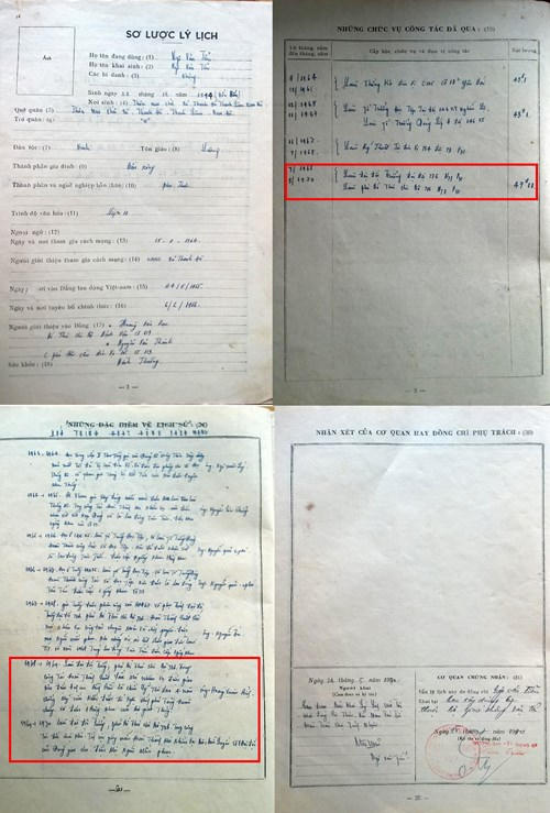 Lý lịch gốc của ông Ngô Văn Tiển là cơ sở thể hiện tính pháp lý ai là Đại đội trưởng C736 sau khi C731 sáp nhập vào C736 và lấy phiên hiệu C736- Ảnh: Xuân Hoàng.