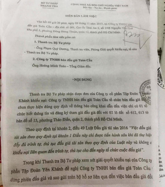 Thanh tra Bộ Tư pháp từng "sờ gáy" vụ việc.