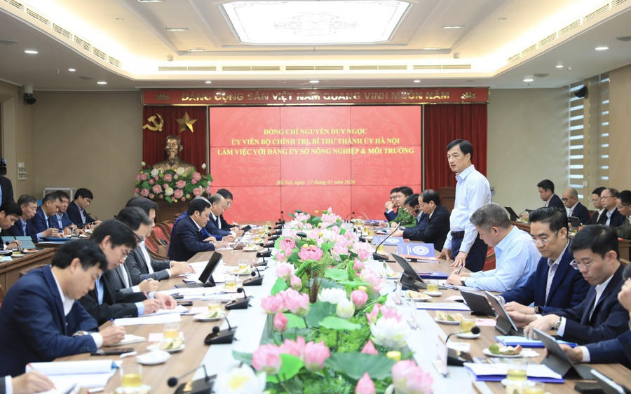 Bí thư Thành ủy Hà Nội Nguyễn Duy Ngọc chủ trì làm việc với Đảng ủy Sở Nông nghiệp và Môi trường Hà Nội.