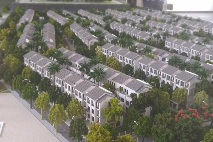Mô hình khu ST 5 chưa được phê duyệt thay đổi nhưng chủ đầu tư đã rao bán rầm rộ. Ảnh: Tiền Phong.