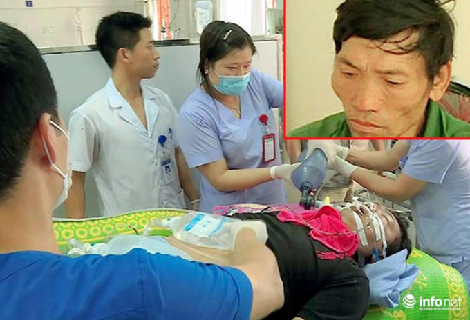Đối tượng (ảnh nhỏ phía trên) và chiến sĩ CS bị thương nhập viện. Ảnh báo Infonet.