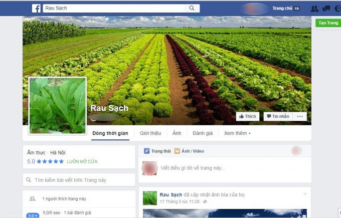 Những "cửa hàng rau di động" xuất hiện tràn lan trên các trang mạng. Ảnh: minh họa.