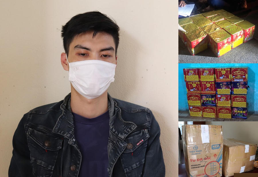 Đối tượng Trần Văn Việt và số pháo thu giữ