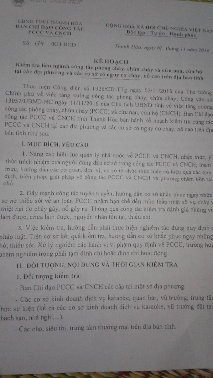 Văn bản chỉ đạo của UBND tỉnh Thanh Hóa. Ảnh: Nguyệt Chi.