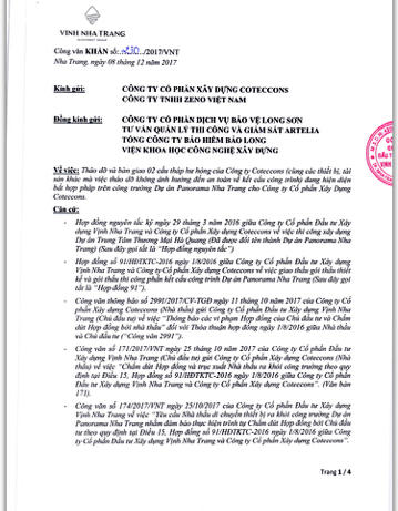 Công văn khẩn của Công ty Vịnh Nha Trang