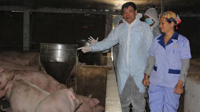 Bộ trưởng NN&amp;amp;PTNT Nguyễn Xuân Cường đi kiểm tra công tác tái đàn ở các địa phương