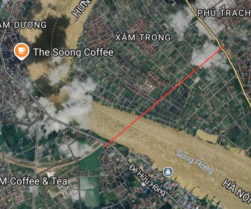 Vị trí cầu Mễ Sở gần 4.900 tỷ đồng nối Hà Nội với Hưng Yên (khoảng vạch kẻ đỏ). (Ảnh: Bản đồ Google maps).