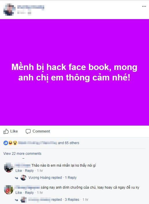 Thông báo trên trang cá nhân của người dùng Facebook.