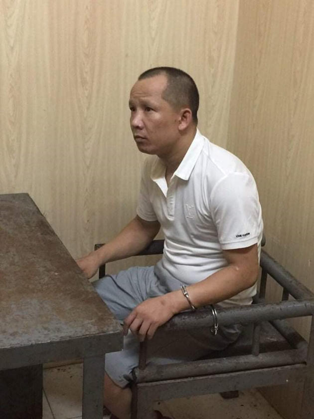Đối tượng Nguyễn Mạnh Cường tại cơ quan Công an.