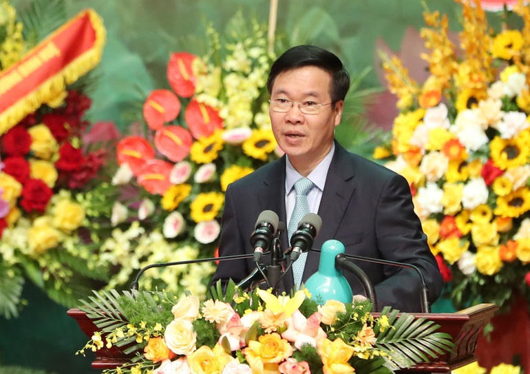 Thường trực Ban Bí thư Võ Văn Thưởng phát biểu chỉ đạo tại đại hội (Ảnh: Quốc Chính).