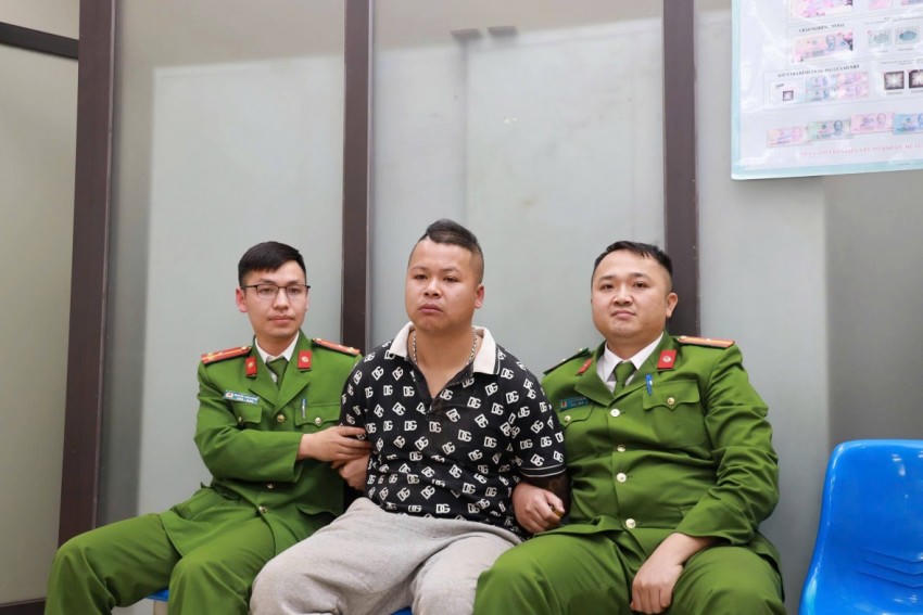 Đối tượng Nguyễn Thành Luân tại cơ quan công an.