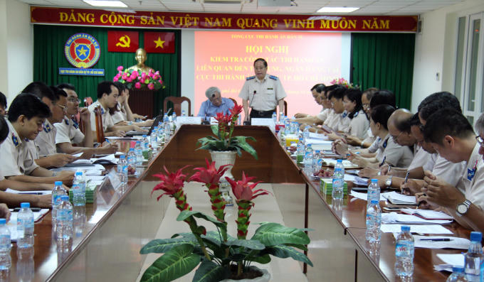 Cục thi hành án Dân sự TP HCM làm việc về công tác thi hành liên quan đến các tổ chức tín dụng, ngân hàng trên địa bàn.