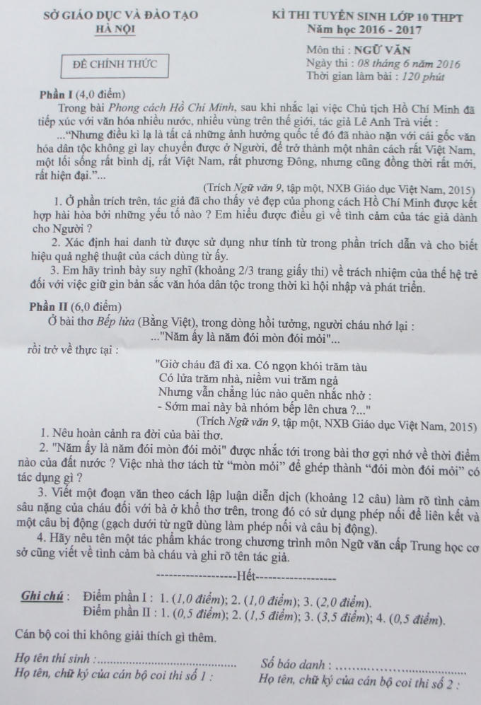 Đề thi môn Ngữ Văn năm nay được đánh giá là có nhiều cái mới, mang tính thời sự cũng như giúp các em có nhiều sự sáng tạo hơn. (ảnh: Thu Hường)