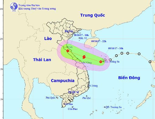 Vị trí, hướng đi của áp thấp nhiệt đới. Ảnh: nchmf.gov.vn