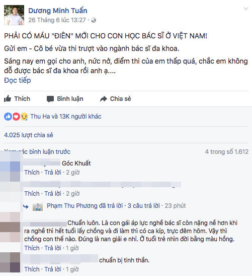 Bài viết của bác sĩ Minh Tuấn gây "bão mạng".