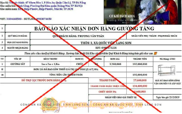 Các đối tượng đưa ra mức chiết khấu với ưu đãi rất cao, đánh vào tâm lý của các nạn nhân. Ảnh Công an Lạng Sơn