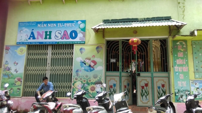 Cơ sở mầm non tư thực Ánh Sao nơi xảy ra sự việc khiến dư luận đang bức xúc. (ảnh: Thu Hường)