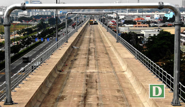 Gói thầu số 2 bao gồm 17,1km đi trên cao và Depot Long Bình đã đạt khối lượng thi công 77,5%.