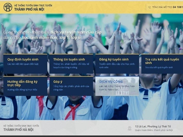Công thông tin tuyển sinh trực tuyến đầu cấp lần đầu tiên được Sở GD-ĐT thực hiện. (Ảnh: TTXVN)