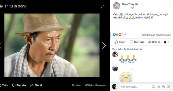 Diễn viên Thân Thuý Hà cũng nói lời vĩnh biệt với nam nghệ sĩ gạo cội.