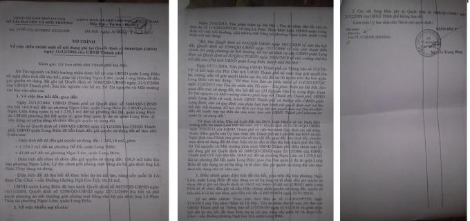 Tờ trình số 2120/TTr - STNMT- CCQLĐĐ về việc điều chỉnh một số nội dung ghi tại Quyết định số 5688 ngày 21/12/2006 của UBND thành phố.