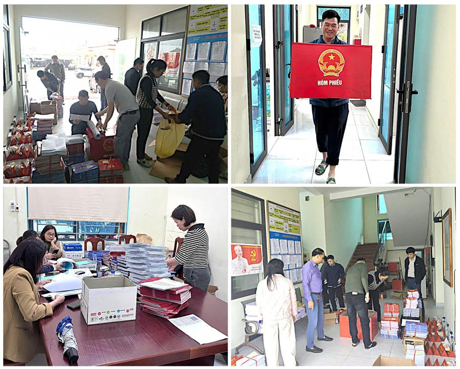 Công tác chuẩn bị bầu cử ở xã Cẩm Giàng, Thái Nguyên.