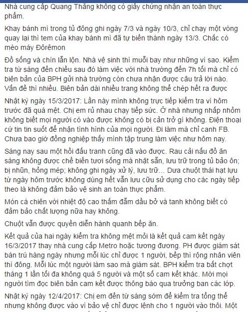Dòng trạng thái chia sẻ trên facebook chiều ngày 16/4. Ảnh: chụp màn hình