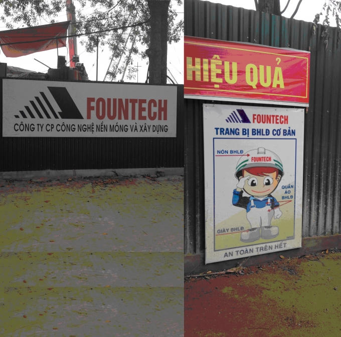 Bảng hiệu của nhà thầu thi công.